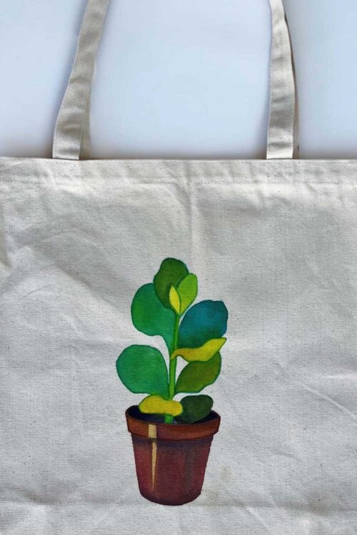 rose and succulent plant in a pot tote bag succulent