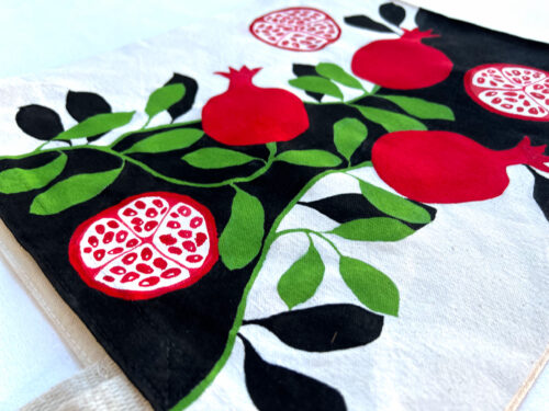pomegranates black and white artsy tote bag detail
