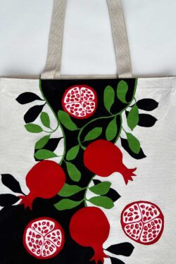 pomegranates black and white artsy tote bag
