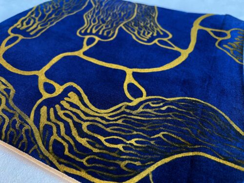 seaweed gold and navy artsy tote bag detail
